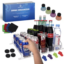 Drink Organizer for Fridge-White Automatic Pusher Glide,12oz 16oz 20oz-Soda Dispenser for Fridge-Holds up to 25 Cans