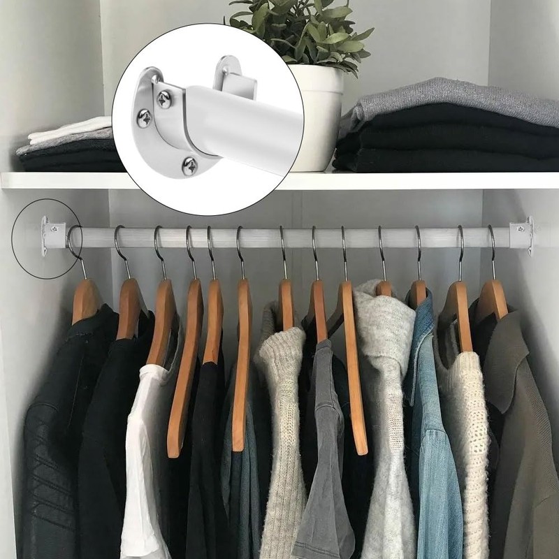 SJJJS 2 Pieces Pipe Brackets Clothes Rail Stainless Steel Adjustable