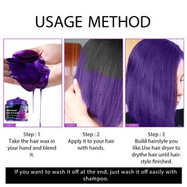 EnMart 2 Stück Haarfarbe Wachs, Hair Color Wax, Temporäre Haarfärbemittel, DIY Hair Color Wax Mud Hair Dye Cream for Daily Party Cosplay (Lila, Grau-Schwarz)