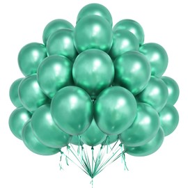 Eitolo Metallic Green Balloons, 50 PCS Shiny Chrome Balloons, 12Inch Metallic Helium Balloons, Thicken Latex Balloons for Baby Jungle Theme Birthday Party Wedding Engagement Festival Fiesta Decoration