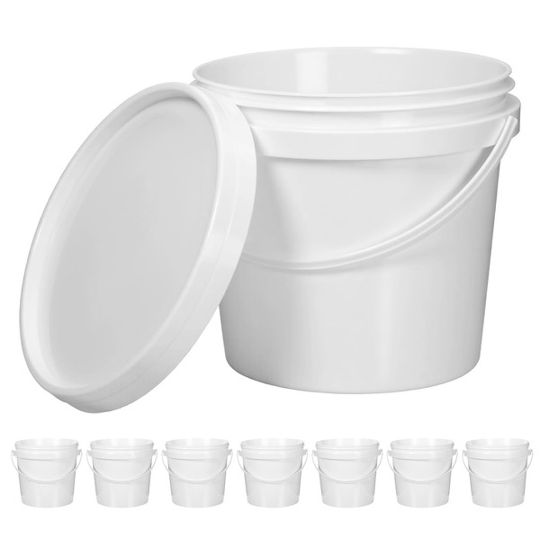 1/2 Gallon Small Plastic Buckets with Lids & Handles, 8