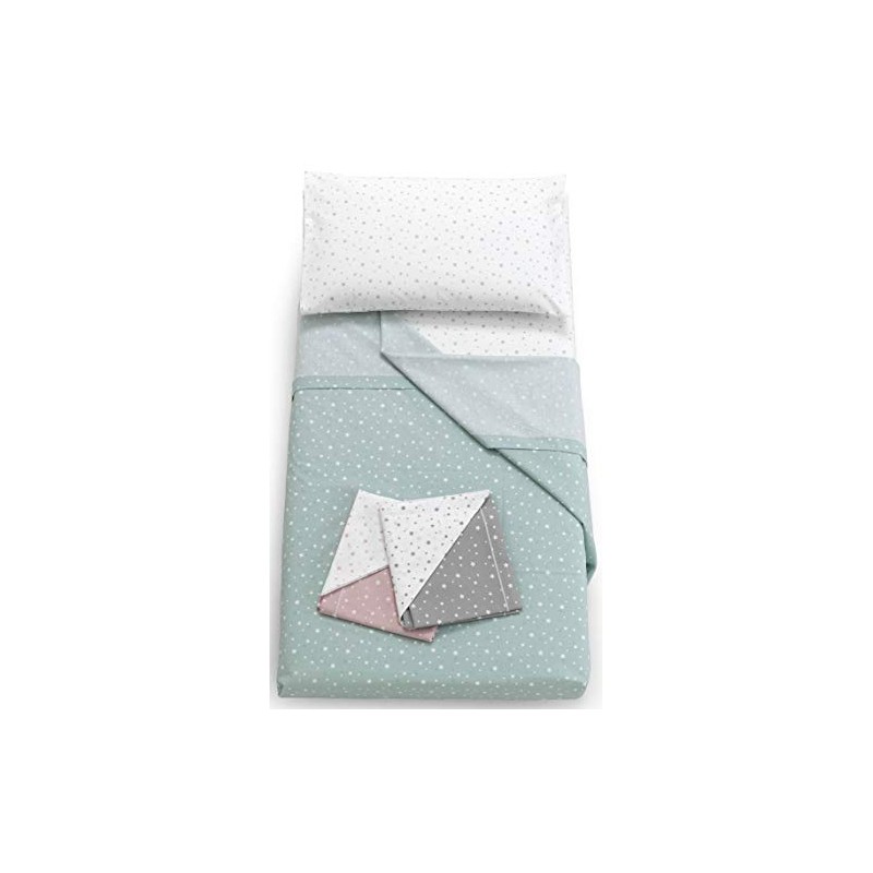 Italbaby 020.1007-003 Completo Lettino da 3 Pezzi Stelline Verde Menta