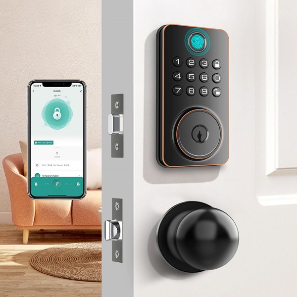 Fingerprint Door Lock Deadbolt with Handle Set – Smart Keyless