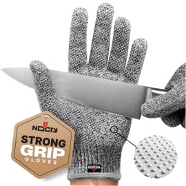NoCry Cut Resistant Gloves Food Grade with Grip Dots for Superb Grip - Breathable & Lightweight - Ambidextrous - Ideal for Chefs and for Woodworking