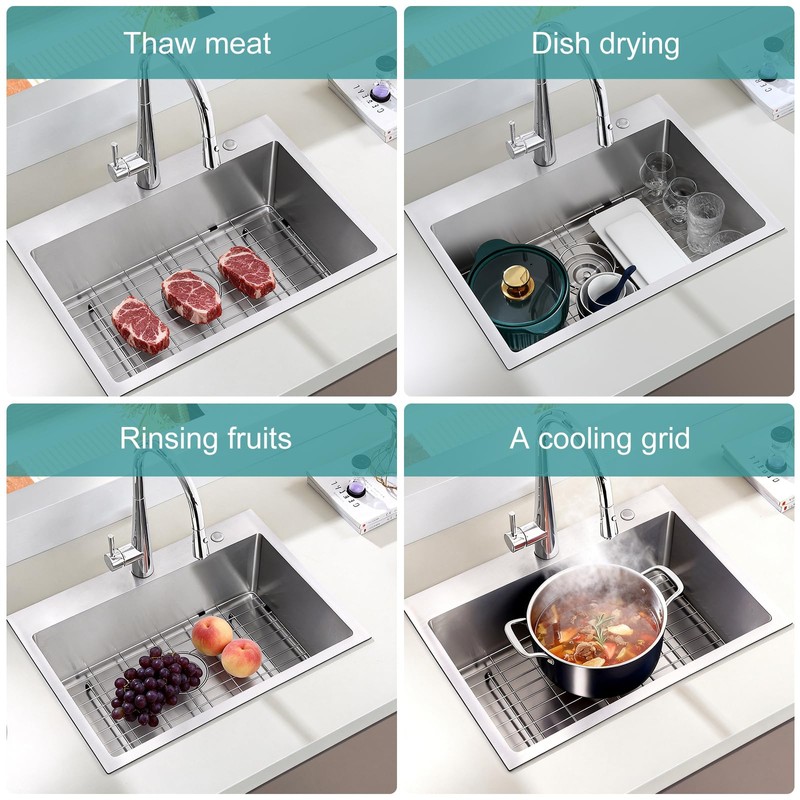 KINKIB Stainless Kitchen Sink Protector - 21" x 16" with