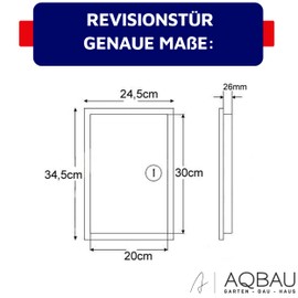 Aqbau® Inspection Flap Stainless Steel Inspection Door, Inspection Hatch Drywall Maintenance Door, Snap Closure, Maintenance Flap Drywall Installation Dimensions 20 x 30 cm