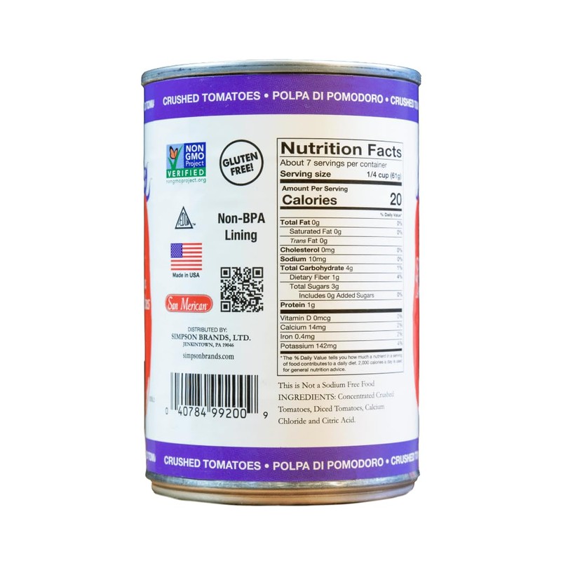 SMT SAN MERICAN TOMATO - No Salt Added Crushed Canned