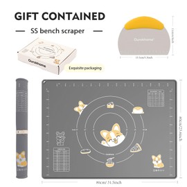 Ourokhome Silicone Baking Mat Sheet and Pastry Dough Cutter, 0.5 Inch Thick 32" X 24" BPA free Silicone Rolling Mat, Non-Stick and Anti-Slip, Dishwasher Safe (Gray)