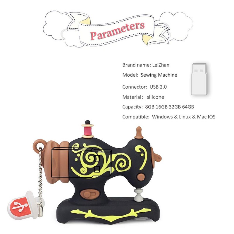 leizhan 16GB Cute USB Flash Drive Embroidery Sewing Machine Design
