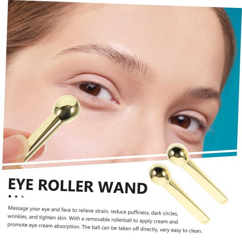 Minkissy 2sets Manual Eye Massager Replaceable Roller Ball Eye Cream