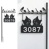 Metal Cat Address Sign, Home Numbers Plaque, Address Post Sign