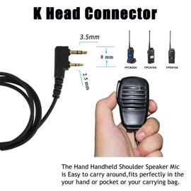 SAMCOM Speaker Mic for Walkie Talkies, 2 Pin Handheld K Type Shoulder Microphone for Baofeng UV-5R 2 Way Radios, FPCN10A/FPCN30A Two-Way Radio Hand Mic with PTT, 1 Pack