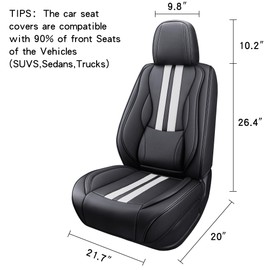 NS YOLO Full Coverage Leather Car Seat Covers,Front Seat Covers,seat Covers for Cars,SUVs and Pick-up Trucks,Luxury Automotive seat Covers,Black and White Seat Covers for 2 Seats