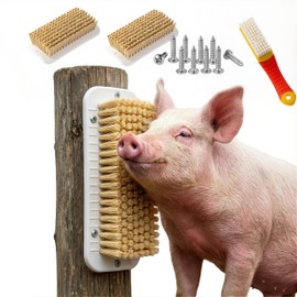 Toys for Pigs - 3-Pack Interactive Grooming Brushes | Pig Enrichment Toys & Essential Supplies for Mini Pigs with Mounting Hardware