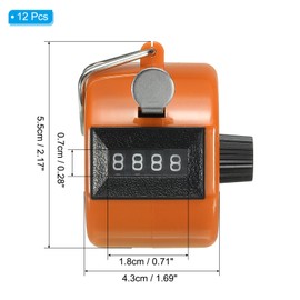 PATIKIL Clicker Counter, 12 Pcs 4 Digit Mechanical Handheld Tally Click Pitch Counter for Coaching Knitting, Golf, Lap, Fishing, Orange