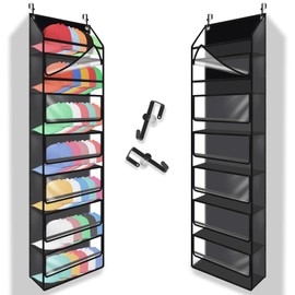 7-Layer Large Capacity Hat Organizer, Hat Rack for Door with Dust Cover, Adjustable Hooks, and Transparent Visible Over The Door Hat Rack, Ideal for Home Organizatio