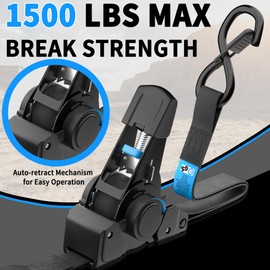 CARTMAN 4-Pack Retractable Ratchet Straps, 1” x 10’ 1500lbs Break Strength, Heavy Duty Tie Down Straps with Soft Loops, Ideal for Trucks, Trailers & Cargo