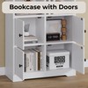 IRONCK Bookshelves and Bookcases with 4 Doors, 6-Tier Bookshelf with