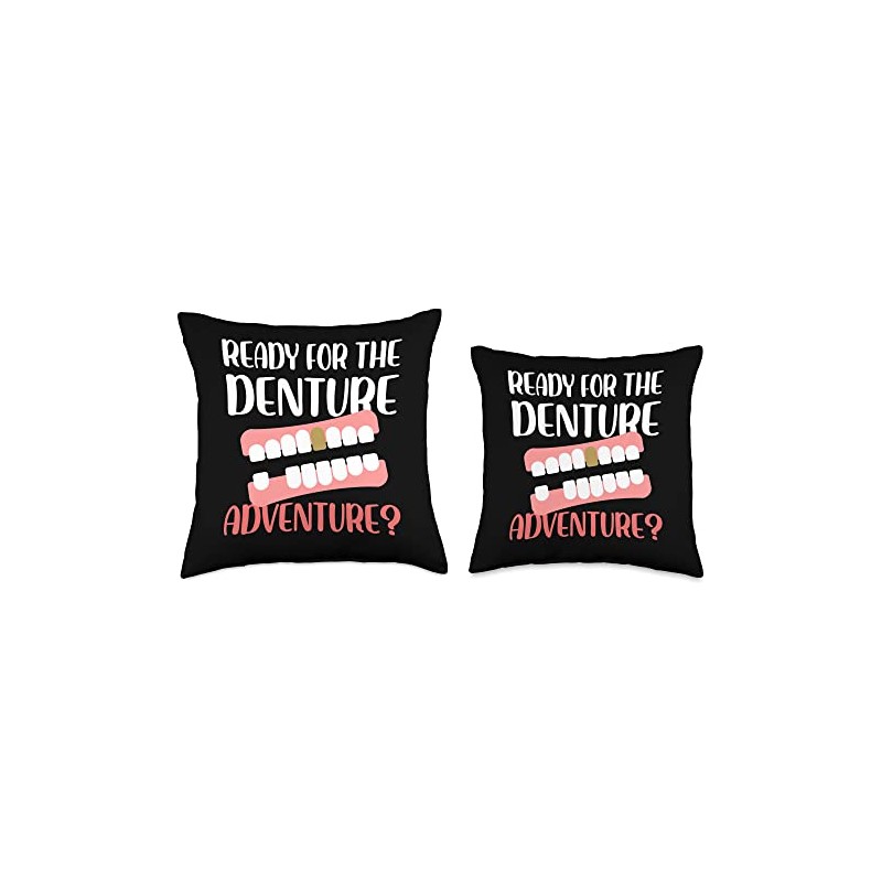 ready for the denture adventure Design Throw Pillow