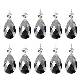 PATIKIL Teardrop Crystal Chandelier Pendants Beads, 10 Pack 60mm Length 38mm Chandelier Prisms Parts Ornaments Hanging Beads for DIY Arts Crafts Decoration, Electroplating Gray