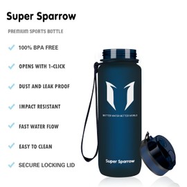 Super Sparrow Drinking Bottle - Tritan Water Bottle - 350 ml & 500 ml & 750 ml & 1000 ml - BPA-Free - Ideal Sports Bottle - Quick Water Flow, Sport, Water, Bike