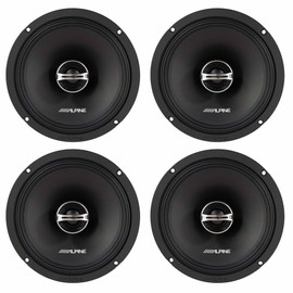 ALPINE DM-65-G 6.5-Inch 2-Way Coaxial Speakers with Grille Bundle, 4 Speakers