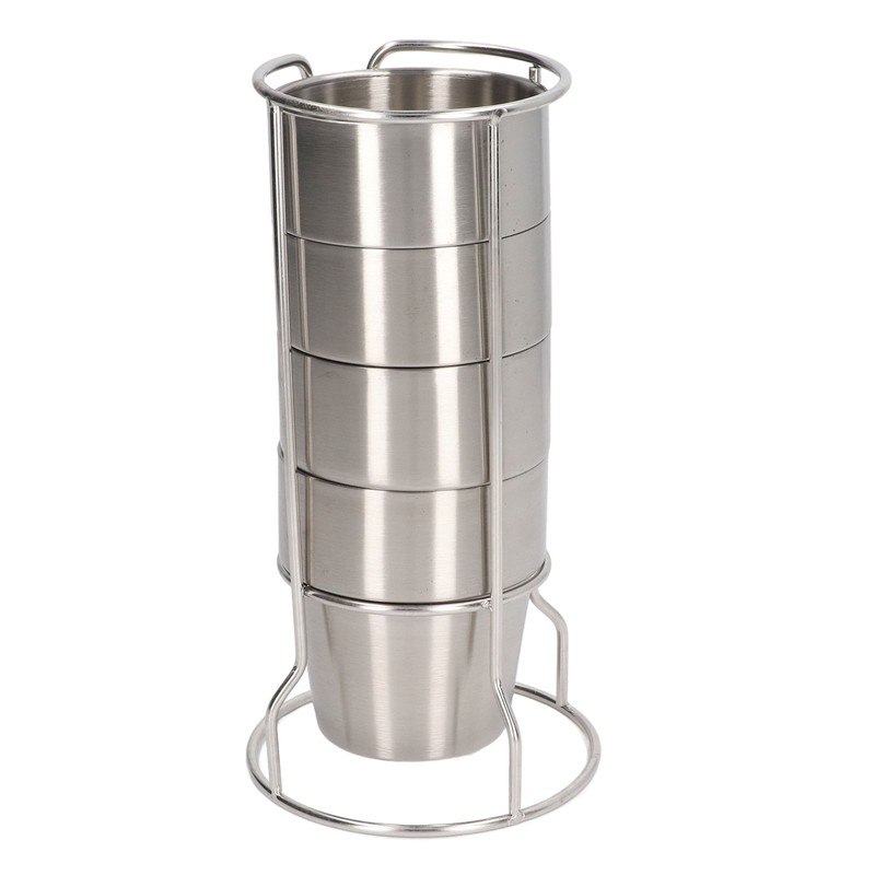 Stainless Steel Camping Cup Set of 4 Double Layer Coffee