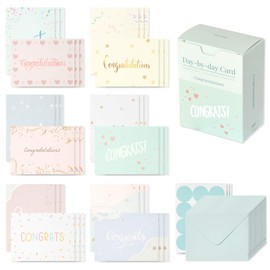 Monolike Day-by-Day Card, Congratulation Cards - Set of 36 Cards, 36 Envelopes, 36 Stickers, Mini Cards