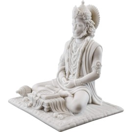 Top Collection Top Collection 8" Hanuman Hindu Statue in White Marble Finish - Hindu God of Strength Figurine