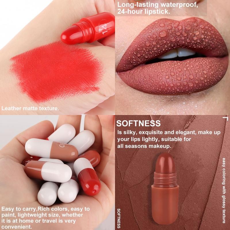 18 Color Capsule Matte Lipstick Pouch Non Stick Cup Long