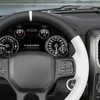 MEWANT DIY Stitched White Leather Steering Wheel Cover Wrap for