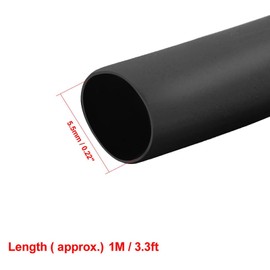 TOP-VIGOR 5.5mm(0.22 Inch) Heat Shrink Tubing 3.28FT 2:1 Ratio Adhesive-Lined Heat Shrink Tube, Heat Shrink Sleeving for Electrical Insulation Repairs, Wrap Cable, Wire Connectors, Black