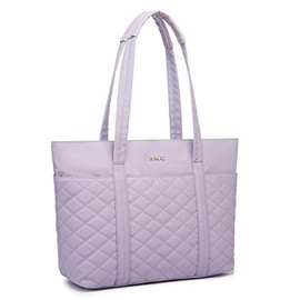 Kinmac Women's Laptop Tote Bag Top Handle Handbag Work Bag for Laptop Computer Up to 15 inch (Purple Embroidery)