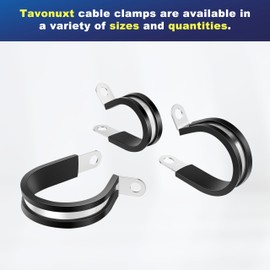 Tavonuxt 72PCS Cable Clamps Assortment Kit, 7 Sizes (1/4" to 1") Stainless Steel Rubber-Coated Cushioned Clamps, Insulated Pipe & Wire Holder for Automotive, Fuel Line, Hose, Tube