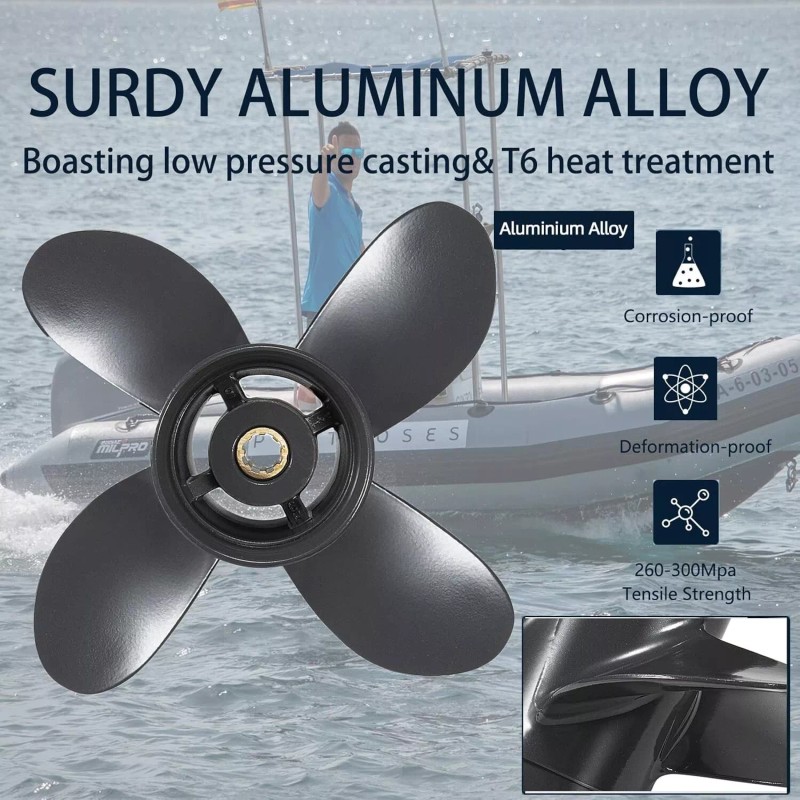 PROPELTECH 4 Blades | 9 1/4 x 10 Outboard Boat