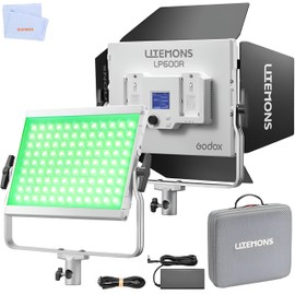 Godox Litemons LP600R 60W RGB LED Light Panel with HSI/Gel/FX Modes Barndoor Adjustable Bracket and App Control