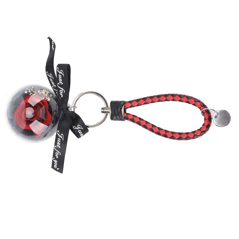 Eternal Flower Keyring Beautiful Rose Pendant Handmade Preserved Keychain for