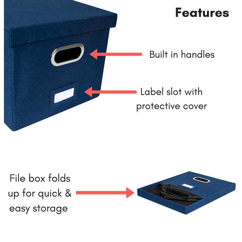 Internet's Best Collapsible File Storage Organizer - Decorative Linen Filing