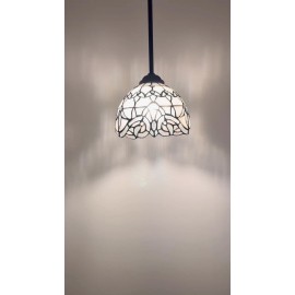 Enjoy Decor Lamps Tiffany Style Mini Hanging Lamp Plug In White Stained Glass Baroque Style 60"H