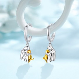 CHENGHONG Dog Earrings for Girls 925 Sterling Silver Dog Hoop Dangle Drop Earrings Hypoallergenic Gold Dog Earrings Dog Jewellery Gifts for Women Dog Lovers……