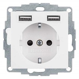 Berker Schuko/USB 48031909 S.1 socket, polar white with S.1 socket, 4011334510529