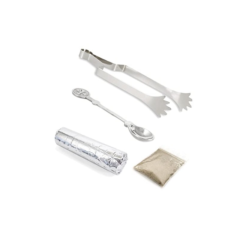 NKlaus 4-Piece Set of Smoking Tongs Nickel-Plated Incense Spoon 40