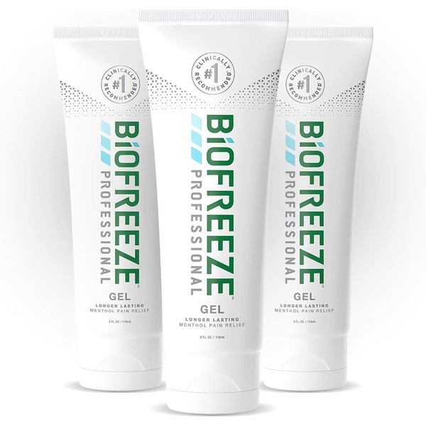 Biofreeze Professional Pain Relief Gel, 4 oz. Tube, Green, Pack of 3
