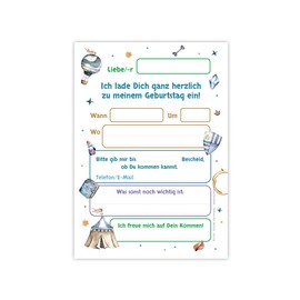 Minkocards 12 Invitations for 5th Children's Birthday Boy Knight Dragon Invitations for Fifth Birthday Children Colourful Birthday Invitations