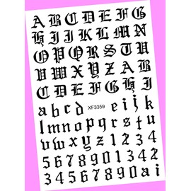 Art Latin Roman English Alphabet Letters Numbers 3D Nail Art Sticker Black for Nails Design Nail Art Stickers Decals Supplies Manicure Tips Sticker Colorful for Nail Decorations