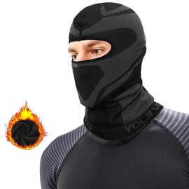Qearl Balaclava Ski Mask Thermal Face Cover Winter Warm Face Mask for Men Cycling Skiing Snowboarding Black