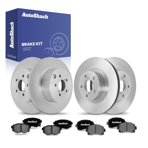AutoShack Front & Rear Brake Rotors Ceramic Brake Pads |