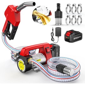 ‎TaskStar Cordless Electric Fuel Transfer Pump with Nozzle & Hoses Kit 12GPM 4.0Ah Battery
