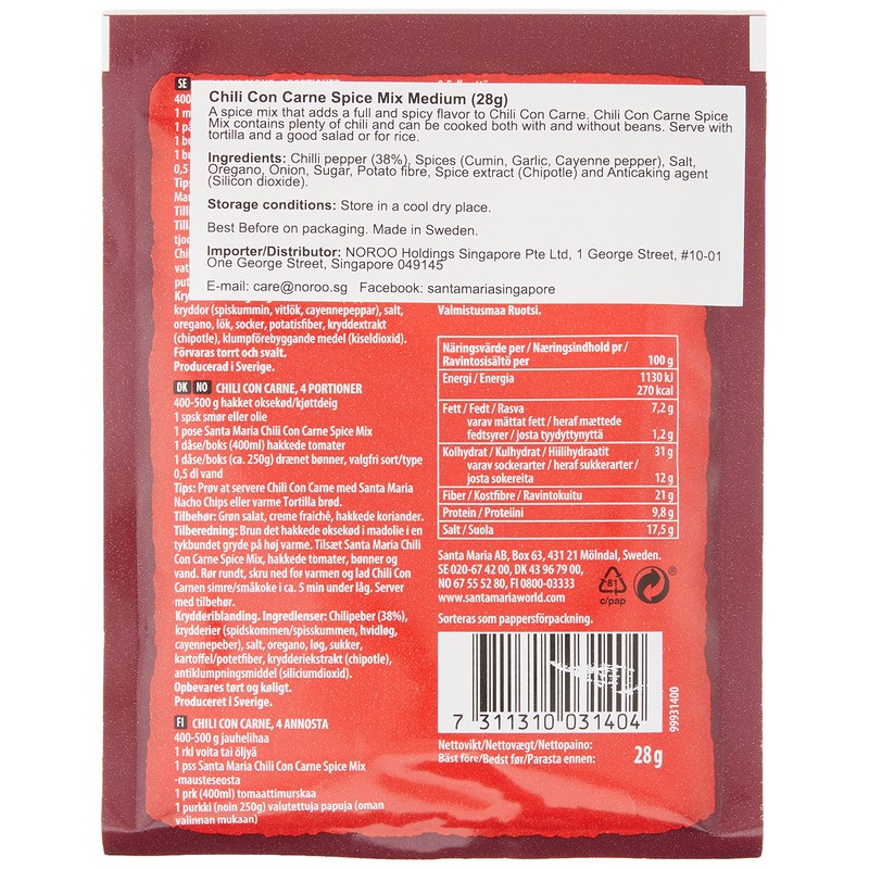 Santa Maria Chili Con Carne Seasoning Spice Mix - Mexican