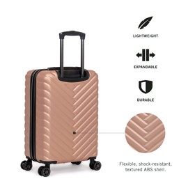 Kenneth Cole REACTION Madison Square Lightweight Hardside Chevron Expandable Spinner Luggage, Rose Gold, 20-Inch Carry On